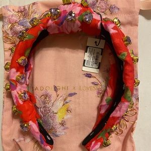 Lele Sadoughi x LoveShackFancy Heart Crystal Mambo Red Headband